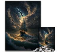 Boat at Sea Jigsaw Puzzles for Adults 1000 Piece Wooden Jigsaw Puzzles for Adults Perfect for Family Fun, Party Games, Birthday Party Favors 50x75CM/19.68x29.52inch