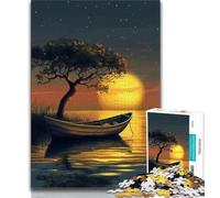 Boat at Sunset 1000 Pieces Jigsaw Puzzle for Adults& Teens,Game Toys Every Piece Is Unique - Challenging Family Fun Game (50x75cm)