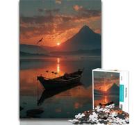 Boat at Sunset Jigsaw Puzzles for Teenagers 1000 Pieces,Decompressing Intellectual Educational Toy Great Gifts And Toys (75x50cm)