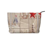 Boat Beach Starfish Shell Versatile Corduroy Makeup Bag - Toiletry Organizer & Cosmetic Bag - Soft, Durable & Travel-Friendly