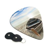 Boat Beach Sunrise Time Guitar Plectrums, 6 Guitar Plectrums, Printed on both sides for Electric Guitar Bass Ukulele (0.46 mm 0.71 mm 0.96 mm)