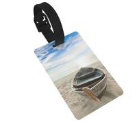 Boat Beach Sunrise Time Luggage Tag PVC Travel Bag Tag with Strap ID Card Label for Suitcase Backpack Carry On Baggage Identifier