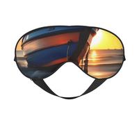Boat Beach Sunrise Time Nautical Print Breathable Full-Cover Eye Mask Stylish Adjustable Nap Night Restful Environment