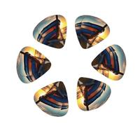 Boat Beach Sunrise Time Nautical print Guitar Picks 12PCS Mixed Gauges(0.46/0.71/0.96mm) with Case, for Guitar/Ukulele