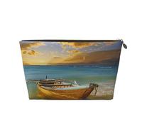 Boat Beach Sunrise Time Nautical Printed Travel Toiletry Bag - Handbag Organizer, Purse Organiser Insert Handbag,Inner Storage Bag in Bag with Zipper Bag