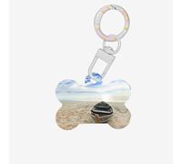 Boat Beach Sunrise Time Printing Dog Tag Bone Shaped Double Sided Pattern Dog Id Tags Bone Shaped Pet Name Tags Dog Collar Tags