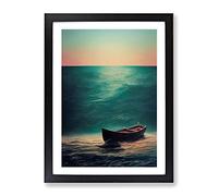 Boat Beneath The Sea Framed Print | A3 Black Framed Wall Art | Ready to Hang | Modern Vehicle Picture | Living Room Bedroom Lounge Office