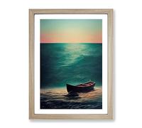Boat Beneath The Sea Framed Print | A3 Oak Framed Wall Art | Ready to Hang | Modern Vehicle Picture | Living Room Bedroom Lounge Office