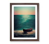 Boat Beneath The Sea Framed Print | A3 Walnut Framed Wall Art | Ready to Hang | Modern Vehicle Picture | Living Room Bedroom Lounge Office