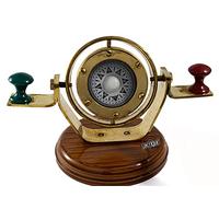 Boat Binnacle Gimbals Compass, Floating Dial Nautical Ship Navigation Tool on Wood Base, Naval Gift Item For Home, Office, Deck