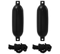 vidaXL Boat Fender 4 pc Set - Durable Black PVC 41x11.5 cm - Inflatable Docking Collision Shield with Pump - Boating Mooring Protection Solution