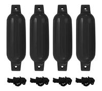 vidaXL Boat Fender 4 pc Set - Durable Black PVC 41x11.5 cm - Inflatable Docking Collision Shield with Pump - Boating Mooring Protection Solution