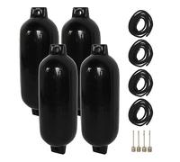 Boat Bumpers Black Impact Resistant Rugged Marine Dock Bumper with 2m Ropes for Yachts Fishing Boats 4Pcs Set PVC 21.6x68.6cm