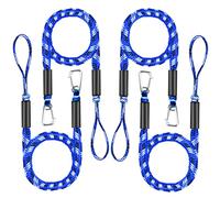 Boat Bungee Dock Lines with Clip 4 Pack Marine Rope Pontoon Boating Kayak Accessories, Blue White