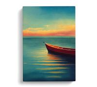 Boat By The Sunrise Canvas Wall Art Print 30x20 Inch