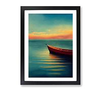 Boat By The Sunrise Framed Print | A3 Black Framed Wall Art | Ready to Hang | Modern Vehicle Picture | Living Room Bedroom Lounge Office