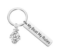 Boat Captain Gift Boating Jewelry Boater Gift My Boat My Rules Keychain Boat Owner Gift (My Boat My Rules- K EU)