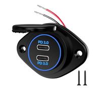 Boat Charger Socket, Bus Charger Plug,2 Port USB Socket 12V/24V for Bus - Road Trip LED Light Design Charging for Wireless Earphones, Tablets