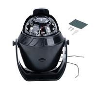 Boat Compass Dash Mount Flush with Illuminated Pivoting Light for Marine Car Navigation (Black)