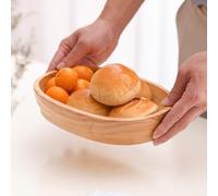 Boat-Contoured Wooden Tray Crafted from Rubber Wood for Serving Appetizers Salads Fruits and Snack Platters with Stylish Appeal (A)