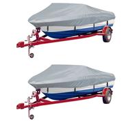 Boat Cover 2-Pack Grey 610-671x254 cm Polyester Heavy-Duty Waterproof In ag