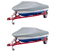 Boat Cover 2pc Grey Polyester 427-488 x 229 cm Heavy Duty Mooring With Bag Water