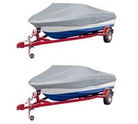 Boat Cover 2pc Grey Polyester 519-580 x 294 cm Heavy Duty Waterproof Sewn Cords
