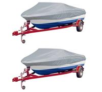 Boat Cover 2pc Grey Polyester 610-671x254 cm Heavy Duty Waterproof with Elastic