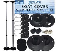 Boat Cover Support Poles with 6 Straps and Snaps | Adjustable Small to Large Aluminum Marine Posts System | Strong Marine Set for Pontoon Jon Bowrider Boat Canvas Tarps Tops (2 Pack)