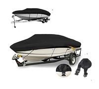 Boat Cover, Watercraft Cover Ship cover yacht waterproof 420D Oxford cloth clothing dust-proof rain black V-boat(20-22FT-V)