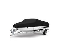 Boat Cover Waterproof Boat Cover Suitable For Boats 17-20ft Beam Width To 102", 210D Oxford Fabric Black Yacht Cover