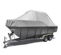 Boat covers 210D Heavy Duty Trailer Resistan for V Tri-Hull Runabout Fishing Boat with Adjustable Side Straps Gray 11~13FT~V