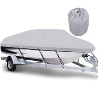 Boat covers Outdoor Tent 11-24ft Heavy Duty Trailerable with PVC Coating and Storage Bags V-Hull Tri-Hull Fishing Boat Bass Boats Runabout (