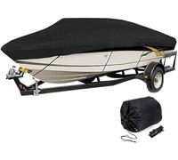 Boat covers Outdoor Tent Outdoor Protection Heavy Duty Marine Dustproof Anti-Scratch 420D Fabric Trailerable V-Hull Fishing Ski Runabout Boats (black