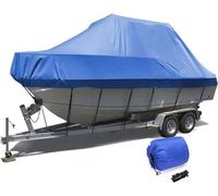 Boat covers Outdoor Tent Outdoor Protection Heavy Duty Marine Dustproof Anti-Scratch 420D Fabric Trailerable V-Hull Fishing Ski Runabout Boats (Blue