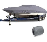 Boat covers Outdoor Tent Outdoor Protection Heavy Duty Marine Dustproof Anti-Scratch 420D Fabric Trailerable V-Hull Fishing Ski Runabout Boats (GREY