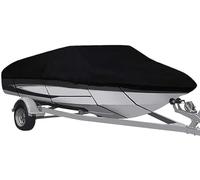 Boat covers Outdoor Tent Trailerable 11-24FT 210D Heavy Duty with Sun Protection Marine Grade Polyester V-Hull Tri-Hull Runabout (black Siz