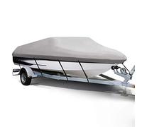 Boat covers Trailerable Protection Heavy 420D for V-Hull Tri-Hull Runabout Jumbo Boat Speedboat Bass (Grey 17)