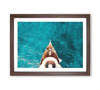 Boat Deck In The Maldives Painting Modern Art Framed Print | A2 Walnut Framed Wall Art | Ready to Hang | Modern Vehicle Picture | Living Room Bedroom Lounge Office