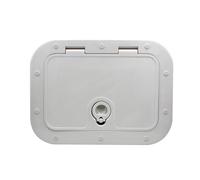 Boat Deck Plate Cover Marine Access Lid Cover Panel with Hinged Lid Raised Flange Central Pull Loop Latch Construction pre Drilled Mounting Holes, White, Without Lock