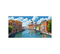 Boat Diamond Art Kits Adults with Diamond Art Accessories, 5D DIY Color Crystal Gem Crafts Kits for Kids, Venice Rhinestones Paint by Numbers on Canvas 56x28 in, Wall Artwork for Room Decor 2509-6330