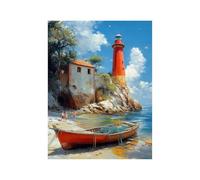 Boat Diamond Art Kits Adults with Diamond Art Accessories, Color Crystal Gem Crafts Kits for Kids, Lighthouse Rhinestones Paint by Numbers on Canvas 22 x 16 in, House Wall Artwork Home Decor 258-0803