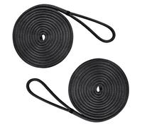 Boat Dock Lines Double Braided Nylon Boat Rope for Docking Marine Mooring Ropes Dock Lines with 12" Eyelet (D: 3/8 inch, L: 25ft, 2pcs)