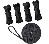 Boat Dock Lines Double Braided Nylon Boat Rope for Docking Marine Mooring Ropes Dock Lines with 12" Eyelet (D: 3/8 inch, L: 16.5ft, 4pcs)
