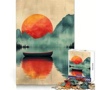 Boat Floating on A Lake Jigsaw Puzzles for Adults 1000 Piece Thought Training Slow Leisure Uniform Cut Xmas Present (38X52CM)