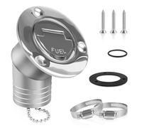 Boat Fuel Deck Fill/Filler with Keyless Cap with Screws, Marine Mirror Polished Stainless Steel Hardware Angled Neck for Boat Yacht Caravan (Fuel, 1-1/2inch)