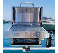 Boat Grill for Pontoon Boats Stainless Steel Adjustable Railing Mount - Fits 1 1/4″ Square Rail