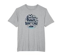 Boat Hair Don't Care - Nautical Beach Vacation Humor T-Shirt, Men's Big and Tall, Heather Grey, 4X Tall