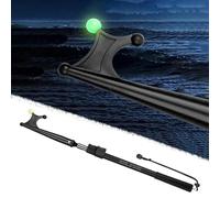 Boat Hook Boating Poles with Luminous Bead, Adjustable Metal Boat Hook Pop The Clip Open, Floatable Push Pole for Docking/Mooring/Towing Ropes(Black,64.5-130cm/25.4"-51.2")