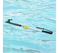 Boat Hook Floatable Extension Boat Push Pole, Clip Open Boating Hook with Luminous Bead & Grip, Black, Blue, Silver Locking Rescue Hook for Mooring(Silver,64.5-130cm/25.4"-51.2")